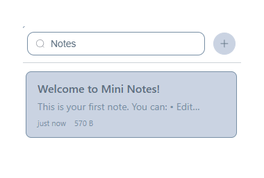 Screenshot of the notes list with text search